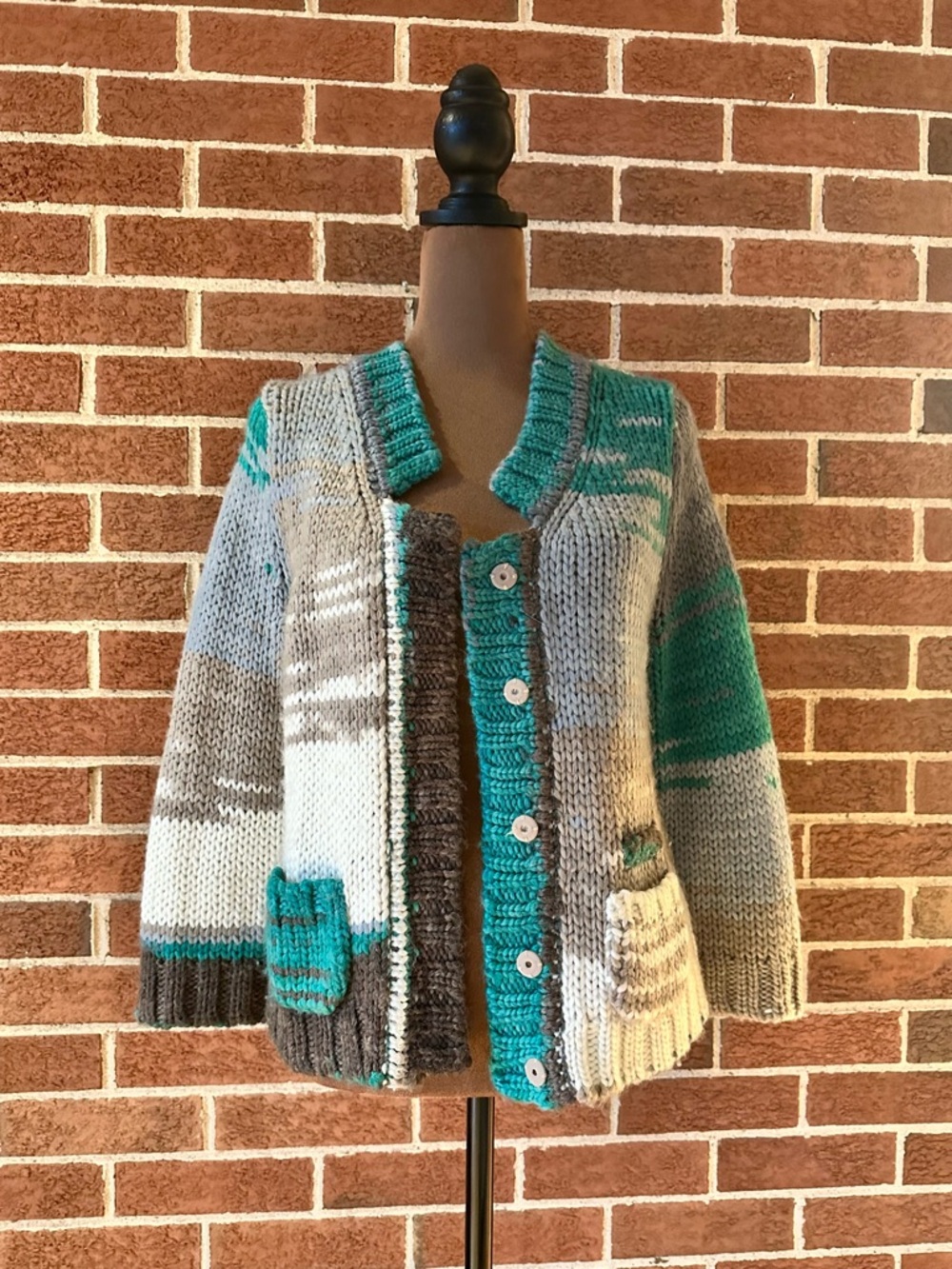 Anthropologie Shae Knit Cardigan Sweater Multicolor Button Long Sleeve, Size M